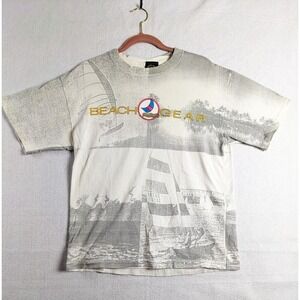 Beach Gear Mens T Shirt Sailboat Boating Size S See Measurements Cotton White